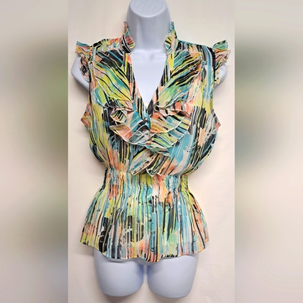 Candie's Multi-Color Ruffled Sleeveless Blouse